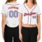 Custom Women's White Light Blue-Red V-Neck Cropped Baseball Jersey