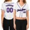 Custom Women's White Purple-Black V-Neck Cropped Baseball Jersey