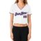 Custom Women's White Royal-Red V-Neck Cropped Baseball Jersey