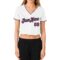 Custom Women's White Navy-Red V-Neck Cropped Baseball Jersey