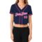 Custom Women's Navy Pink-White V-Neck Cropped Baseball Jersey