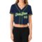 Custom Women's Navy Neon Green-White V-Neck Cropped Baseball Jersey