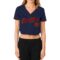 Custom Women's Navy Red-Old Gold V-Neck Cropped Baseball Jersey
