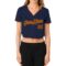 Custom Women's Navy Crimson-Gold V-Neck Cropped Baseball Jersey