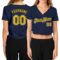 Custom Women's Navy Gold-White V-Neck Cropped Baseball Jersey