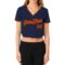 Custom Women's Navy Red-Gold V-Neck Cropped Baseball Jersey