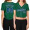 Custom Women's Kelly Green Royal-White V-Neck Cropped Baseball Jersey
