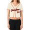 Custom Women's Cream Orange-Royal V-Neck Cropped Baseball Jersey
