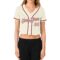 Custom Women's Cream Cream-Crimson V-Neck Cropped Baseball Jersey