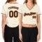 Custom Women's Cream Black Orange-Old Gold V-Neck Cropped Baseball Jersey