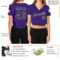 Custom Women's Purple Black-White V-Neck Cropped Baseball Jersey