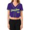 Custom Women's Purple Neon Green-White V-Neck Cropped Baseball Jersey