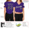 Custom Women's Purple Black White-Gray V-Neck Cropped Baseball Jersey