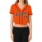 Custom Women's Orange Brown-White V-Neck Cropped Baseball Jersey