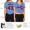 Custom Women's Light Blue Red-Navy V-Neck Cropped Baseball Jersey