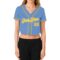 Custom Women's Light Blue Gold-White V-Neck Cropped Baseball Jersey