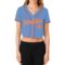 Custom Women's Light Blue Orange-White V-Neck Cropped Baseball Jersey
