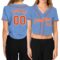 Custom Women's Light Blue Orange-White V-Neck Cropped Baseball Jersey