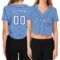 Custom Women's Light Blue White-Royal V-Neck Cropped Baseball Jersey