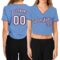 Custom Women's Light Blue White Royal-Red V-Neck Cropped Baseball Jersey