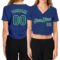 Custom Women's Royal Kelly Green-White V-Neck Cropped Baseball Jersey