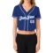 Custom Women's Royal White-Light Blue V-Neck Cropped Baseball Jersey