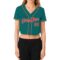 Custom Women's Aqua Red-White V-Neck Cropped Baseball Jersey