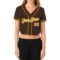 Custom Women's Brown Gold-White V-Neck Cropped Baseball Jersey