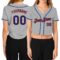 Custom Women's Gray Royal-Orange V-Neck Cropped Baseball Jersey