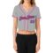 Custom Women's Gray Light Blue Black-Pink V-Neck Cropped Baseball Jersey
