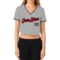 Custom Women's Gray Red-Black V-Neck Cropped Baseball Jersey