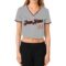 Custom Women's Gray Black Crimson-Cream V-Neck Cropped Baseball Jersey