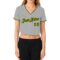 Custom Women's Gray Green-Gold V-Neck Cropped Baseball Jersey