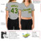 Custom Women's Gray Green-Gold V-Neck Cropped Baseball Jersey