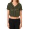 Custom Women's Olive Camo-Black Salute To Service V-Neck Cropped Baseball Jersey