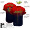 Custom Red Navy-Gold Authentic Fade Fashion Baseball Jersey