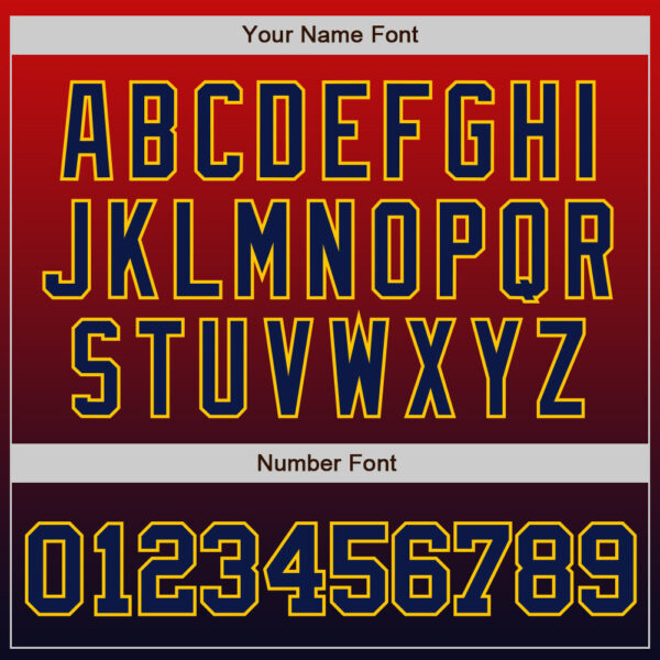 Custom Red Navy-Gold Authentic Fade Fashion Baseball Jersey