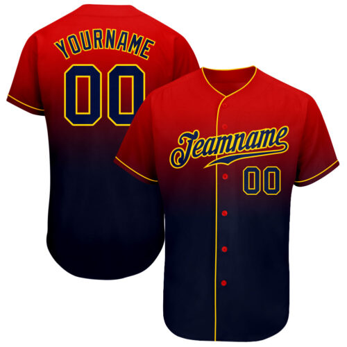 FadeFashion0009 Custom Red Navy-Gold Authentic Fade Fashion Baseball Jersey