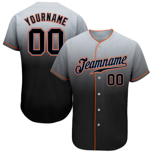 FadeFashion0021 Custom Gray Black-Powder Blue Authentic Fade Fashion Baseball Jersey