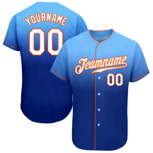 FadeFashion0050 Custom Light Blue White-Royal Authentic Fade Fashion Baseball Jersey