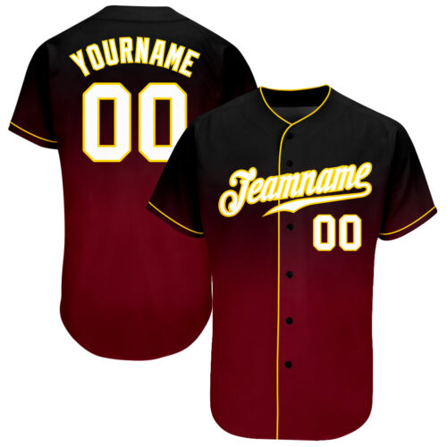 FadeFashion0056 Custom Black White-Crimson Authentic Fade Fashion Baseball Jersey