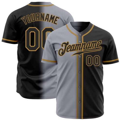FadeFashion0146_836d0fd7-9c98-44e5-b1dd-5c21b7de42dd Custom Gray Black-Old Gold Authentic Gradient Fashion Baseball Jersey