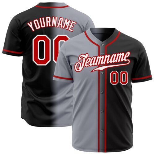 FadeFashion0147 Custom Black Red Gray-White Authentic Gradient Fashion Baseball Jersey