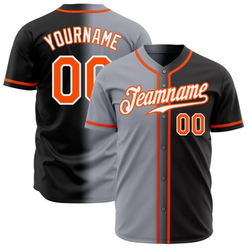 FadeFashion0148 Custom Black Orange Gray-White Authentic Gradient Fashion Baseball Jersey