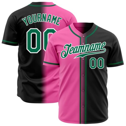 FadeFashion0155 Custom Black Kelly Green Pink-White Authentic Gradient Fashion Baseball Jersey