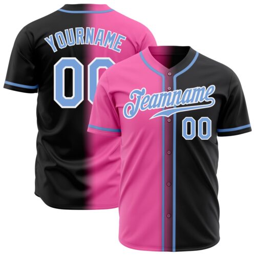 FadeFashion0156 Custom Black Light Blue Pink-White Authentic Gradient Fashion Baseball Jersey