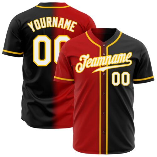 FadeFashion0161 Custom Black White Red-Gold Authentic Gradient Fashion Baseball Jersey