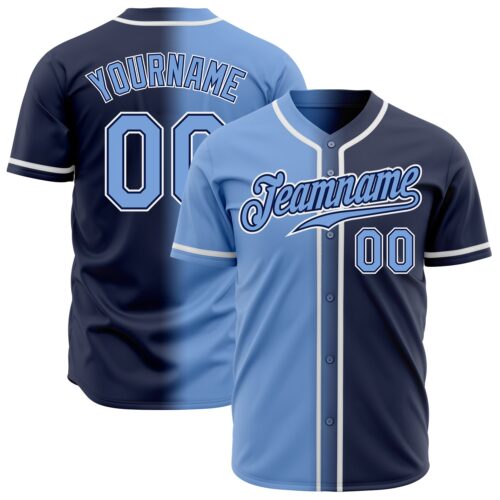 FadeFashion0174 Custom Navy Light Blue-White Authentic Gradient Fashion Baseball Jersey