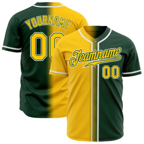 FadeFashion0179 Custom Green Yellow-White Authentic Gradient Fashion Baseball Jersey