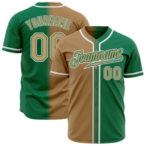 FadeFashion0192 Custom Kelly Green Old Gold-White Authentic Gradient Fashion Baseball Jersey